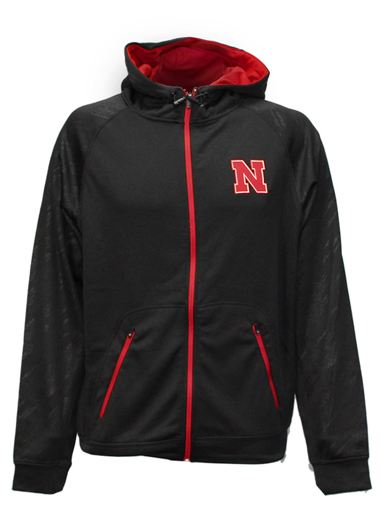 Nebraska Full Zip Embossed Hoodie