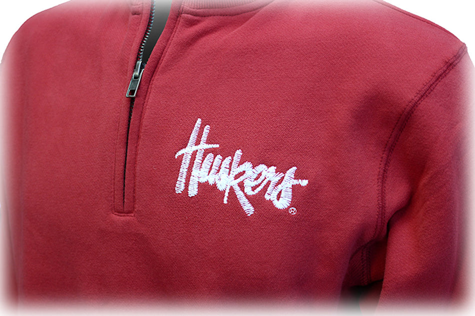 Huskers Script Quarter Zip Fleece Jacket - Red