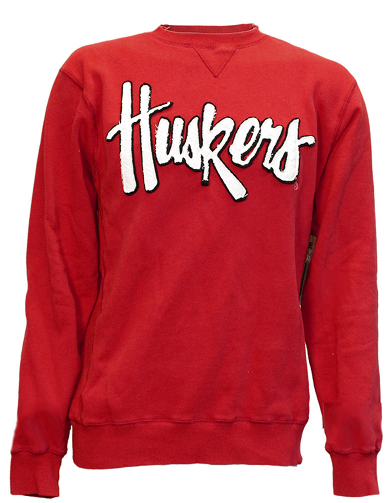 Huskers Script Red Fleece Crew