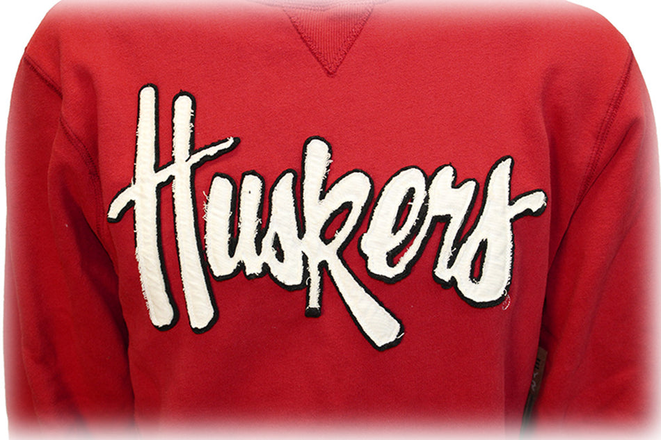 Huskers Script Red Fleece Crew