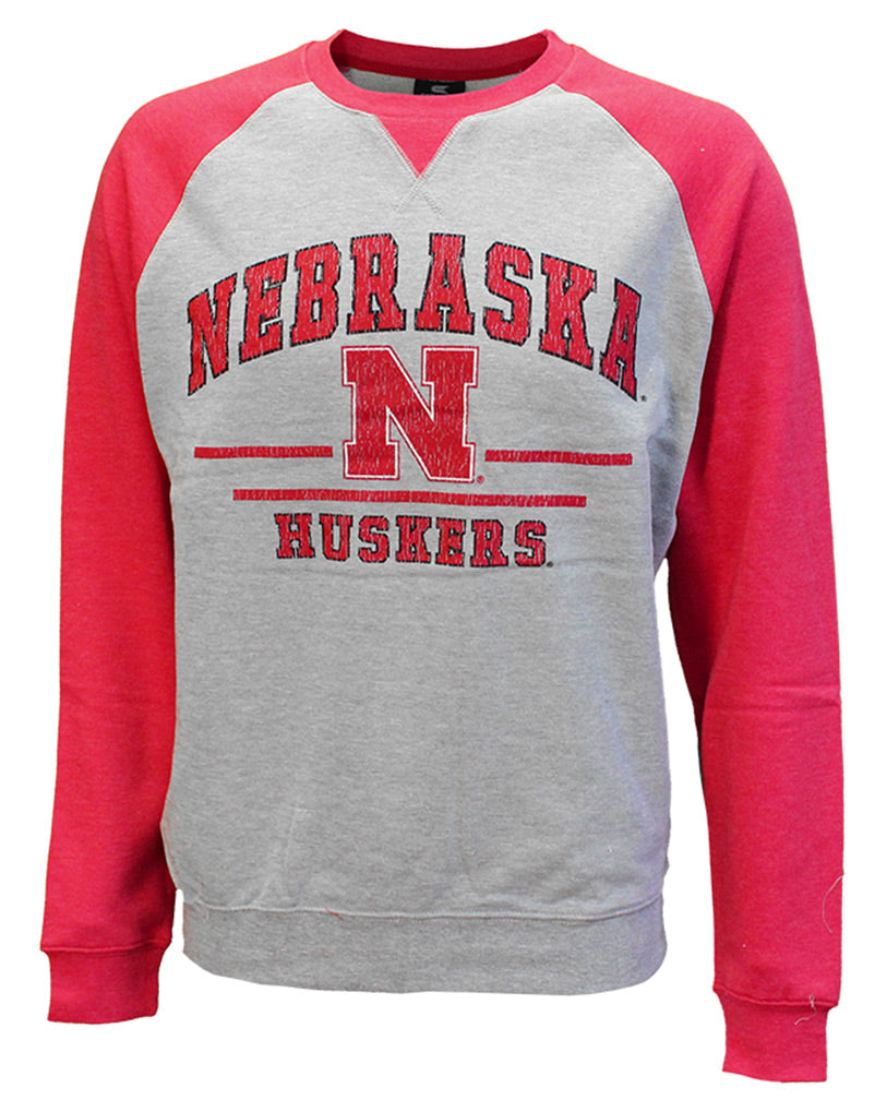 Nebraska N Huskers Raglan Crew Fleece