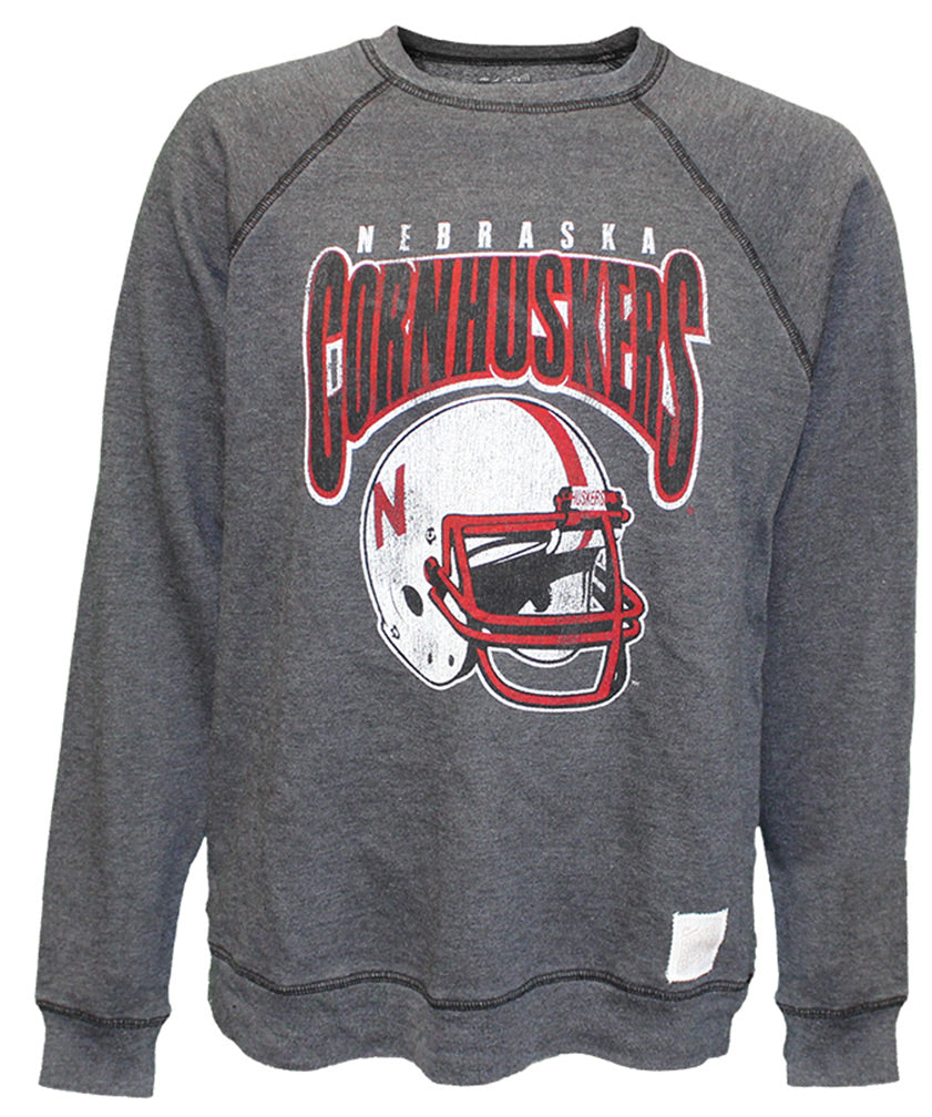 Charcoal Vintage Cornhuskers Helmet Crew