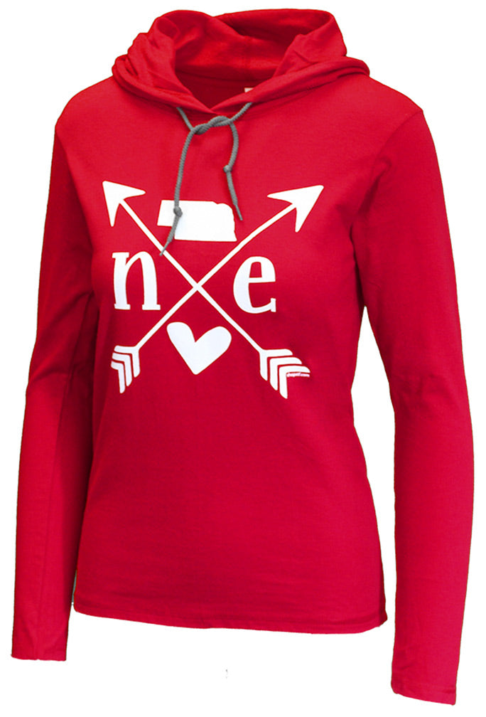Nebraska Heart Ladies Lightweight Hoodie
