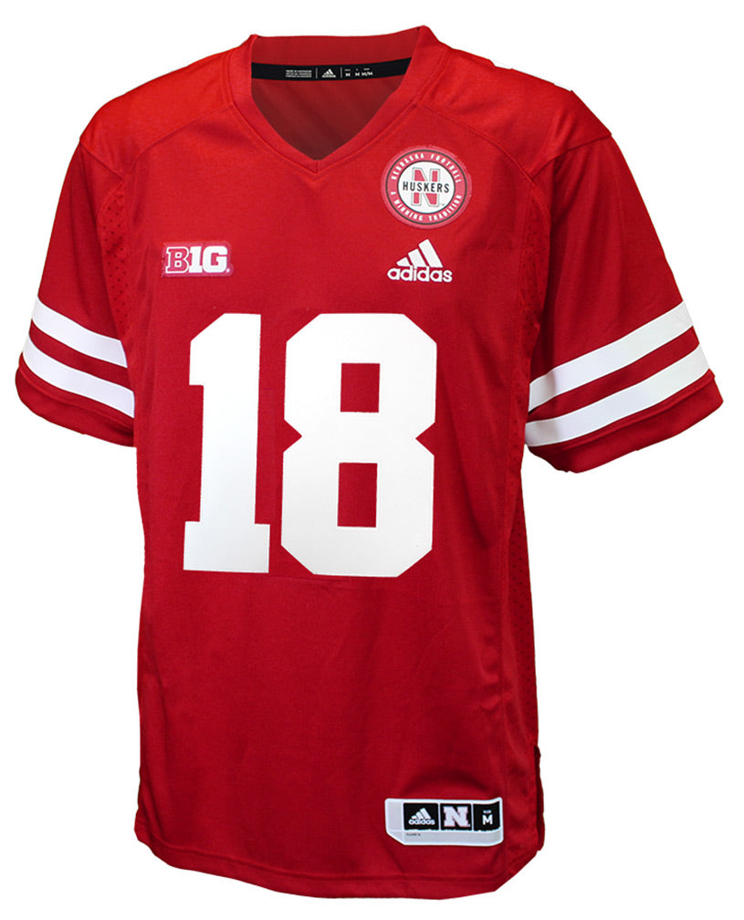 Adidas Premier No. 18 Cornhuskers Football Jersey