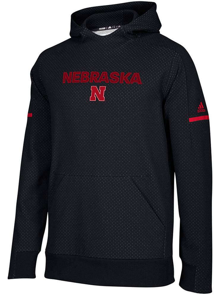 Adidas Nebraska Stacked Sideline Hoodie - Black