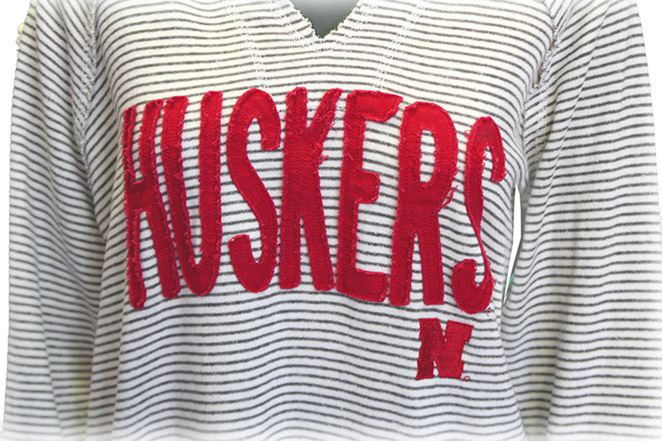 Husker Gals Stripe French Terry Hoodie
