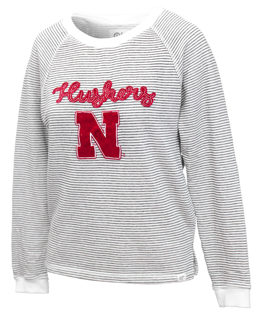 Husker Ladies Stripe French Terry Crew