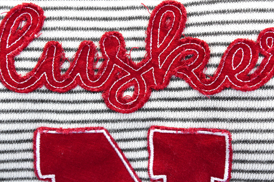 Husker Ladies Stripe French Terry Crew