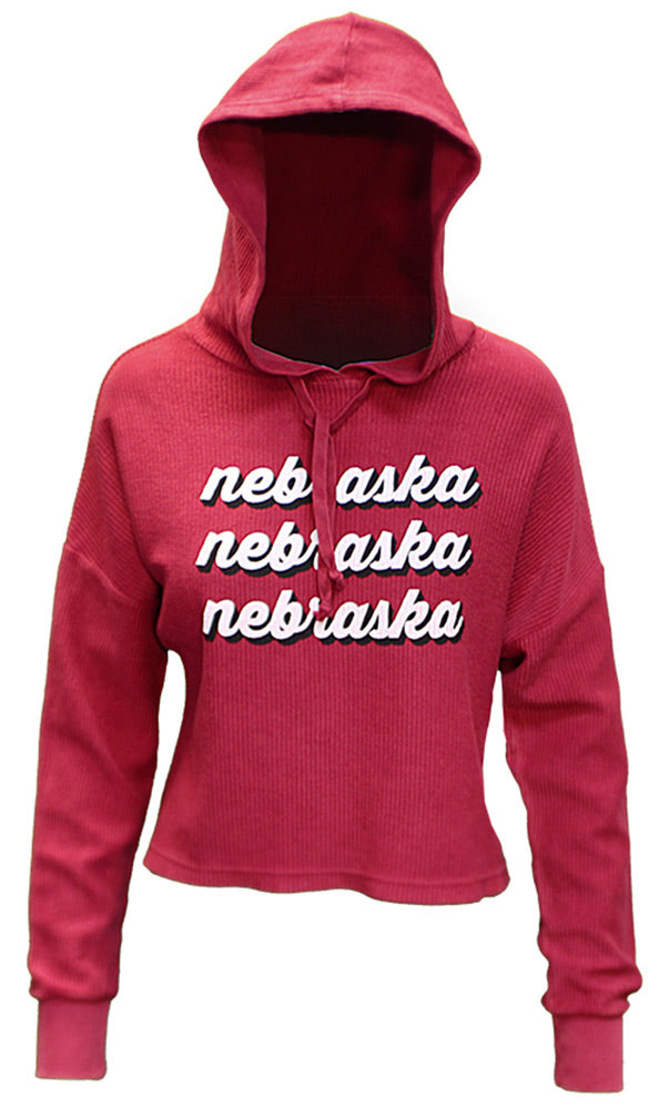 Nebraska Gals Corded Crop Hoodie