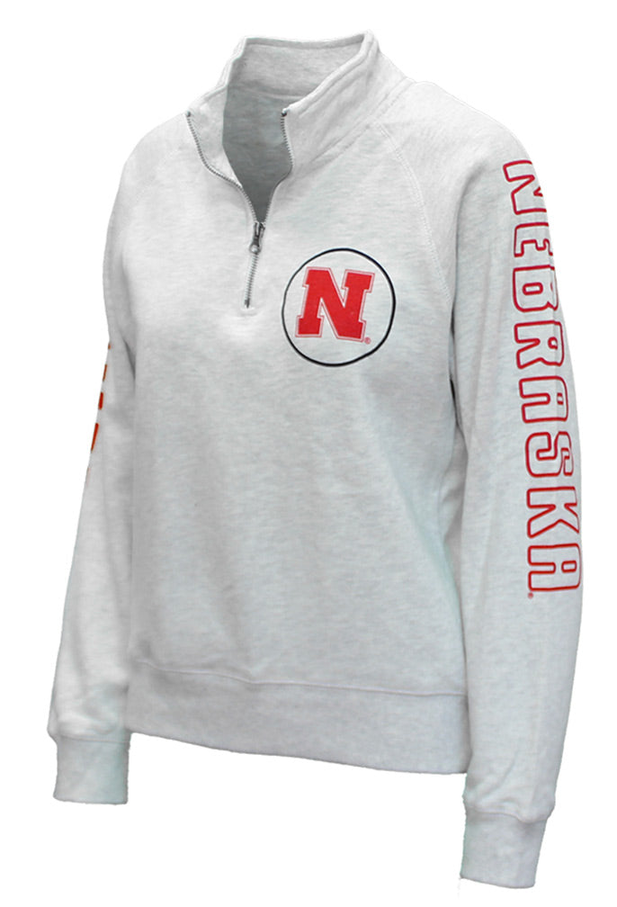 Huskers Womens Sanded Quarter Zip - Oatmeal