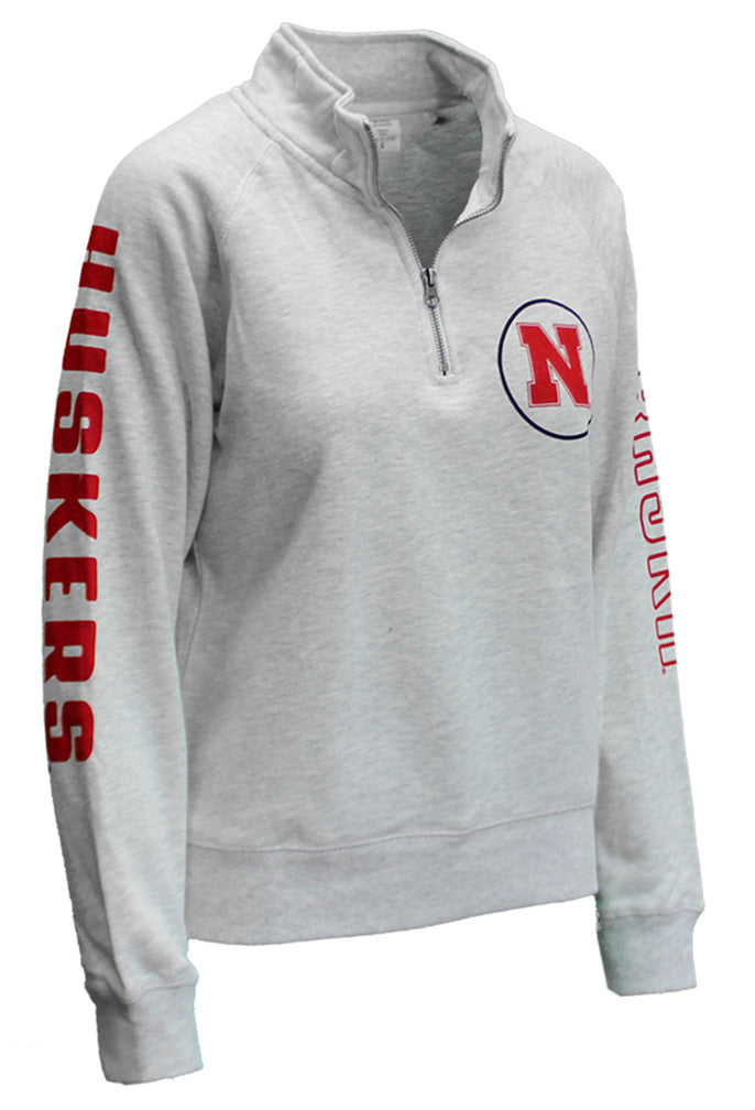 Huskers Womens Sanded Quarter Zip - Oatmeal