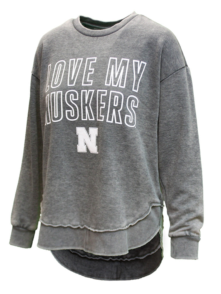 Womens Love My Huskers Crew