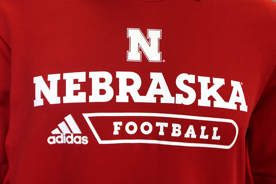 Adidas Nebraska Authentic Locker Pullover Hoodie - Red