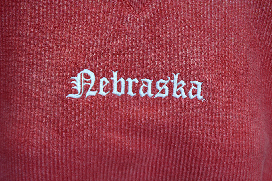 Husker Gals Old Letter Corded Boxy Pullover