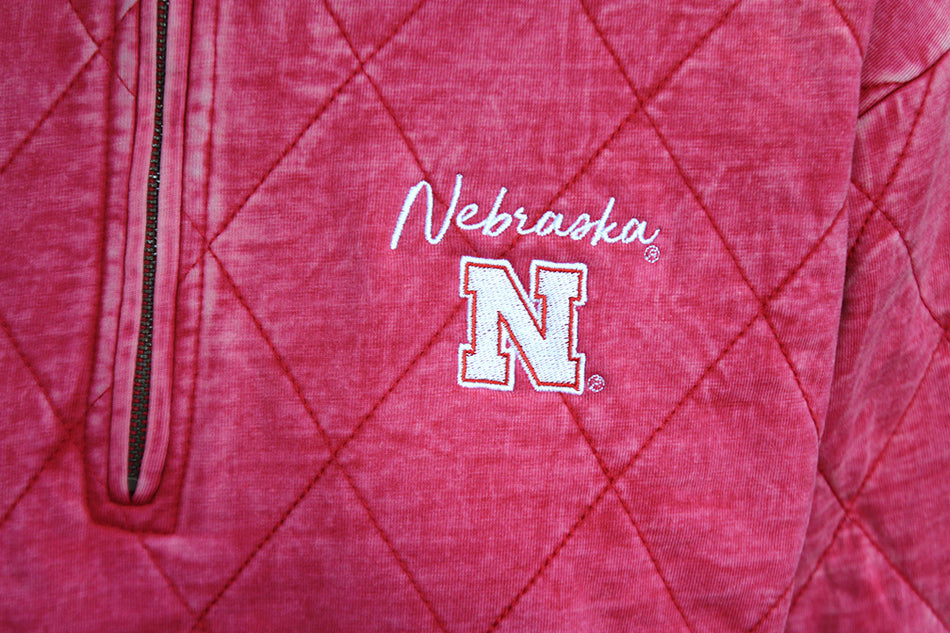 Womens Nebraska Quilted Quarter Zip Pullover