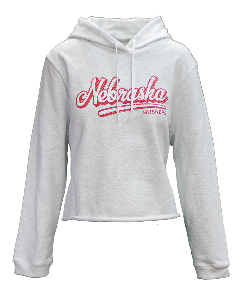 Womens Nebraska Huskers Puff Paint Crop Hood