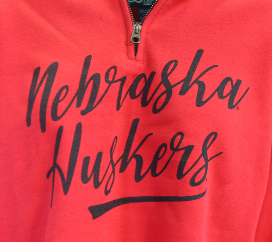 Womens Huskers Cropped Raw Edge Quarter Zip