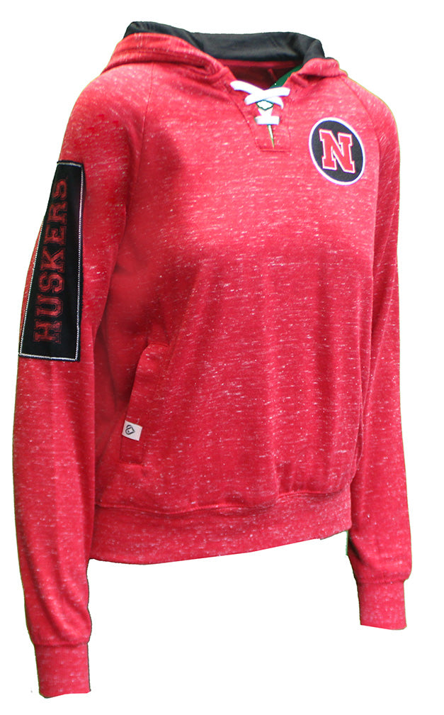 Womens Nebraska Huskers Patch Speckle Hoodie