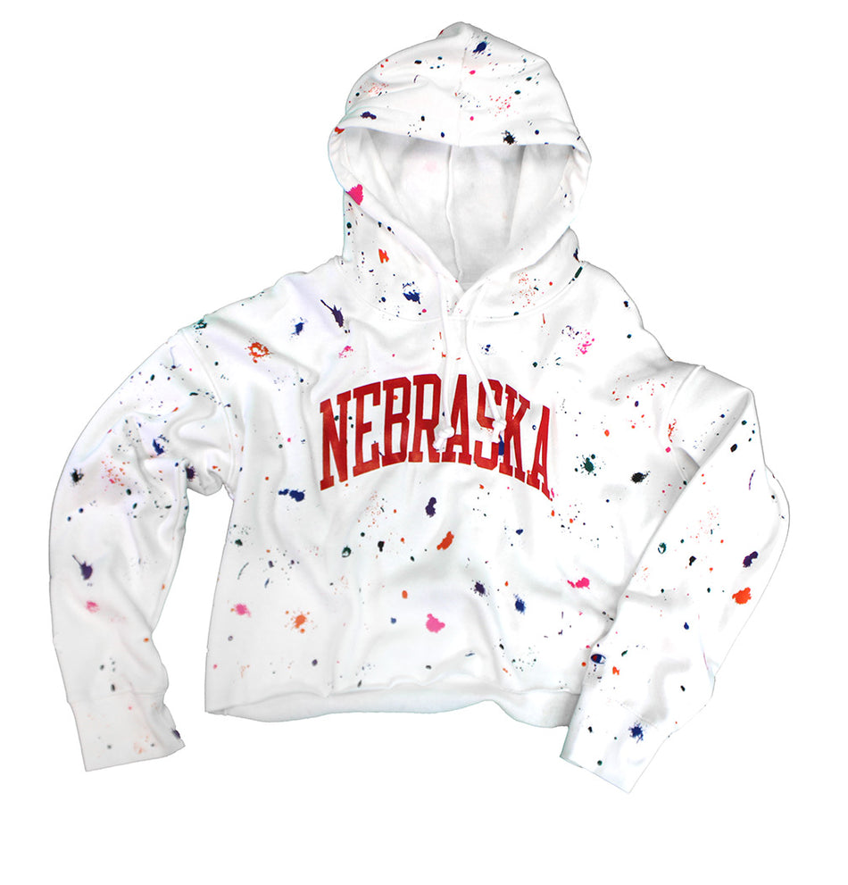 Womens Nebraska Champion Fiesta Crop Hoodie