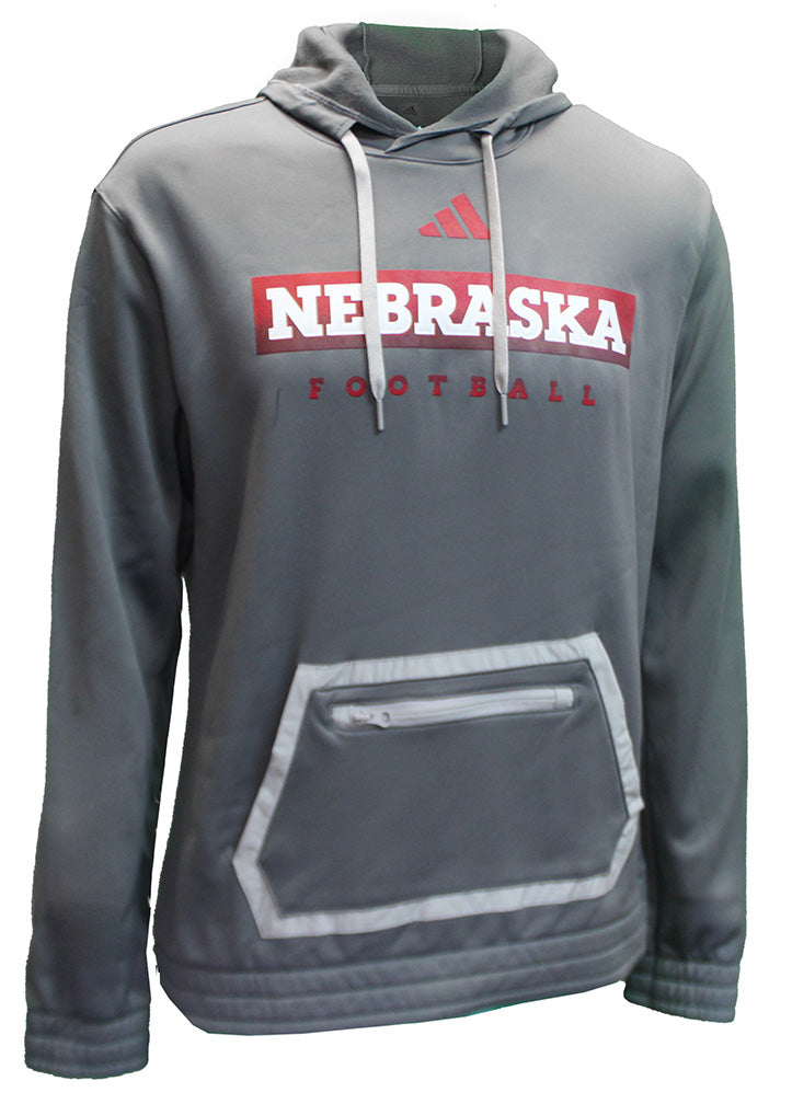 Adidas Heather Nebraska Locker Practice Football Hoodie