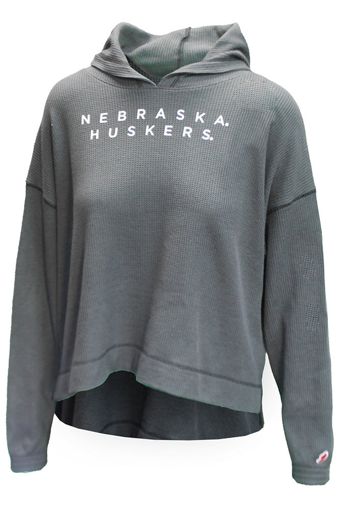 Womens Graphite Nebraska Huskers Waffle Hood