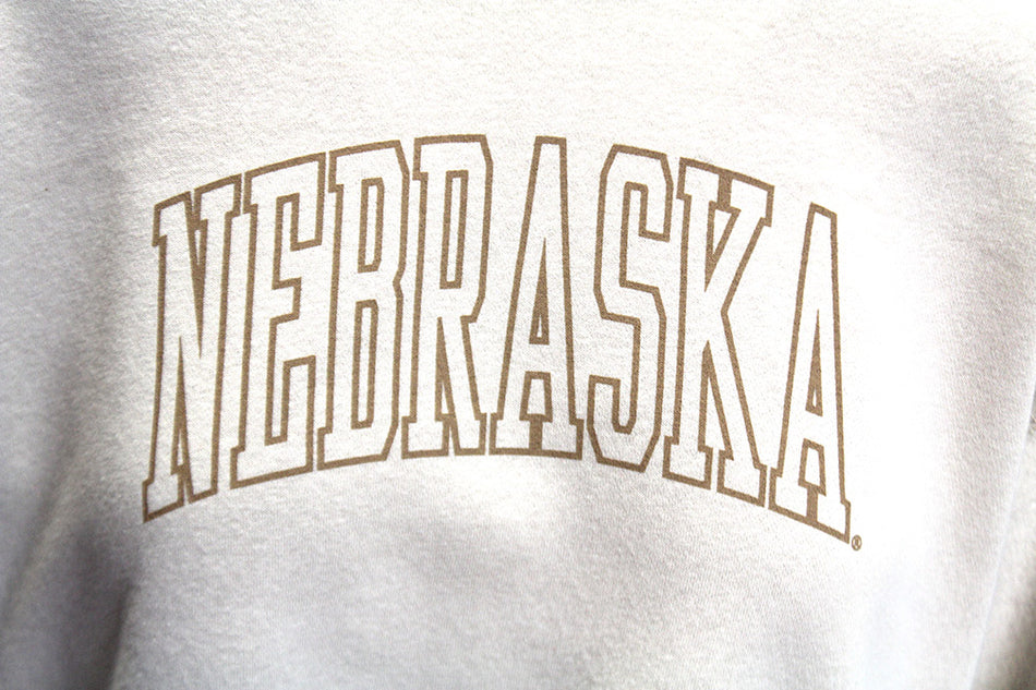 Womens Beige Nebraska Reverse Fleece Oversize Crew