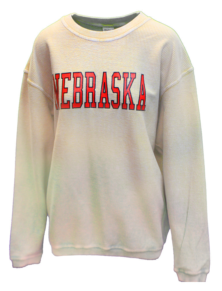 Womens Latte Nebraska Corded Crew
