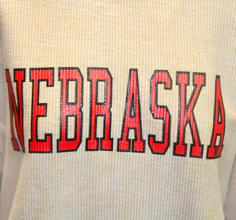 Womens Latte Nebraska Corded Crew