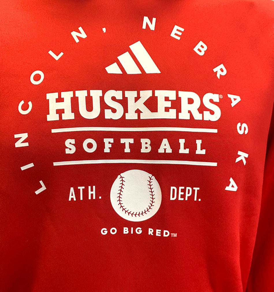Official Adidas Nebraska Softball Team Issue Pullover Hood