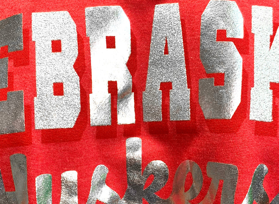 Womens Nebraska Huskers Foil VNeck Crew