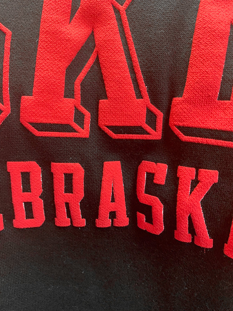 Womens Puff Print Nebraska Huskers Oversized Fleece Crew
