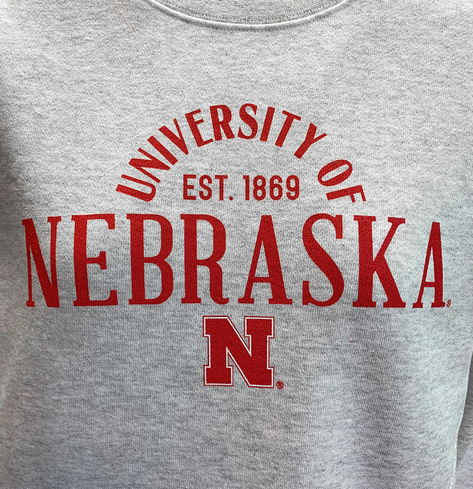 Womens Ash University Of Nebraska Crewneck