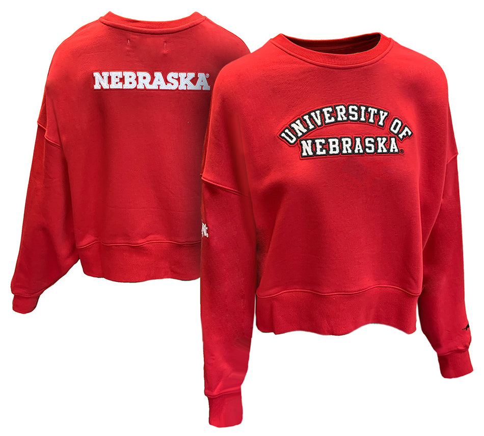Womens University Of Nebraska Crop Fleece Crew