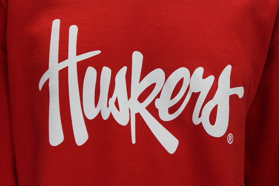 Huskers Script Crewneck - Red