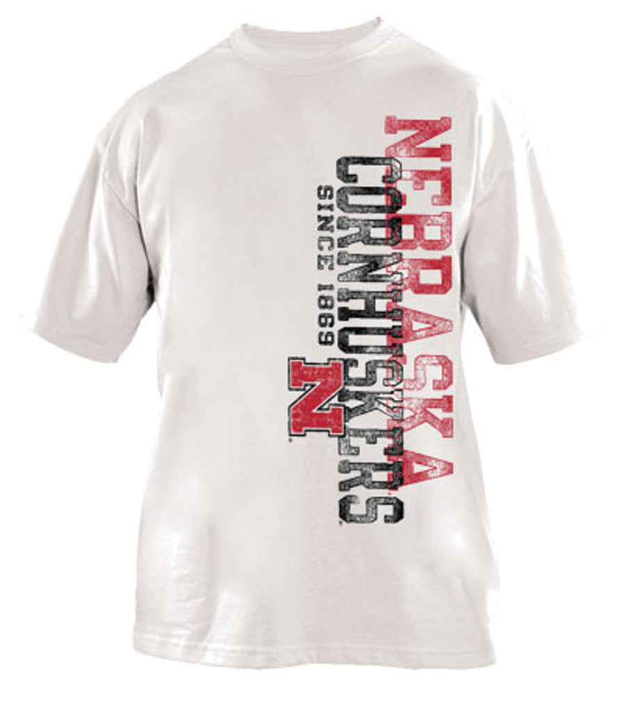 Distressed White Nebraska Tee