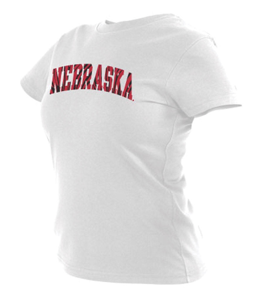 Ladies White Zebra Glitter Tee