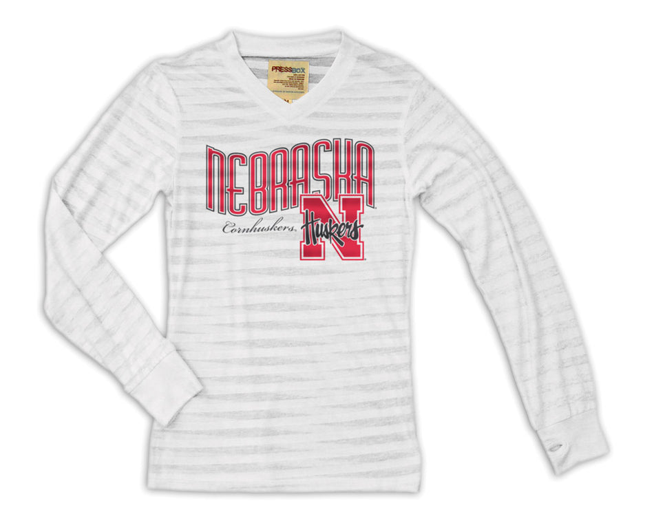 Michelle L/S Striped Burnout Tee