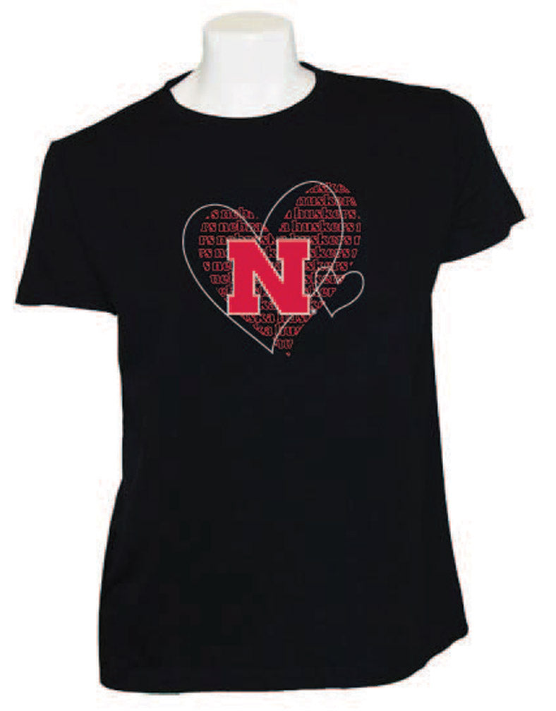 Black Tee with Red Heart Foil