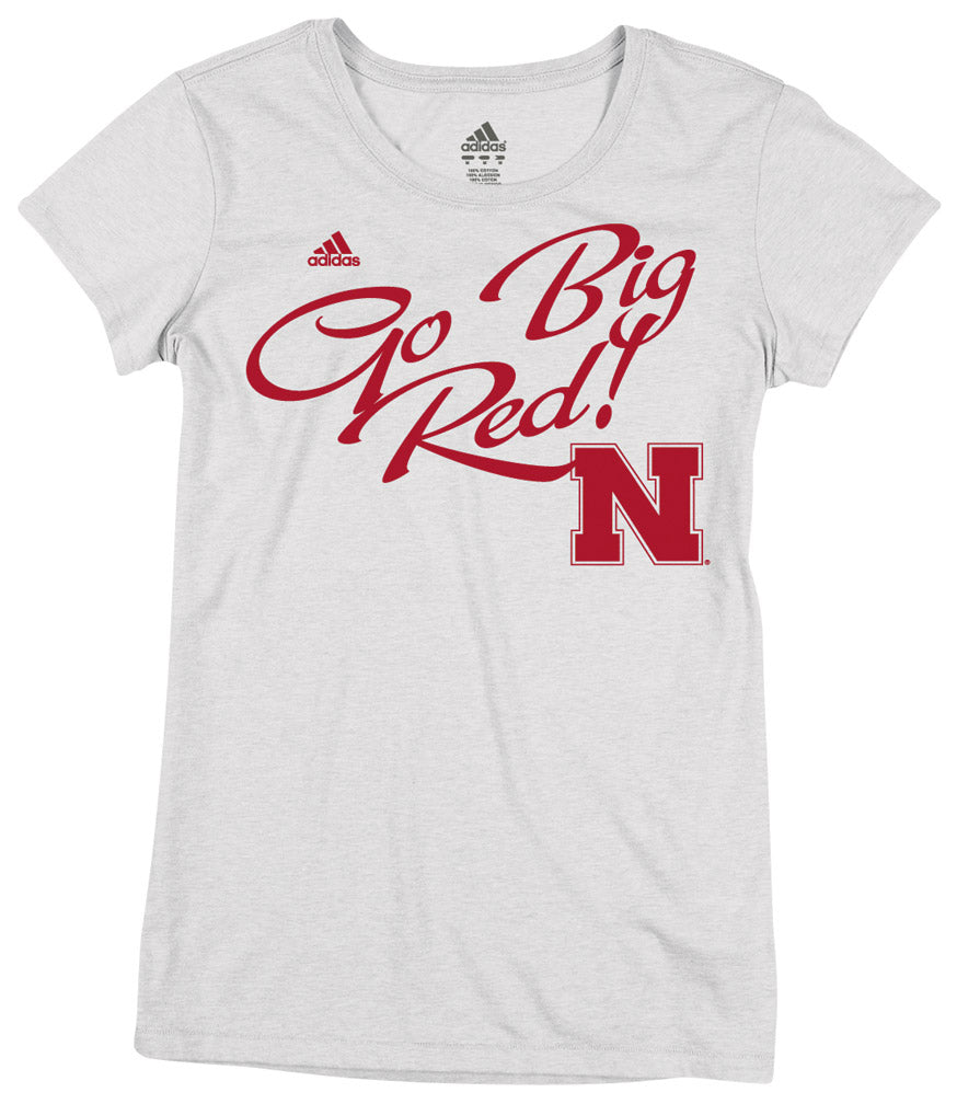 LADIES ADIDAS WHITE GO BIG RED FOIL TEE