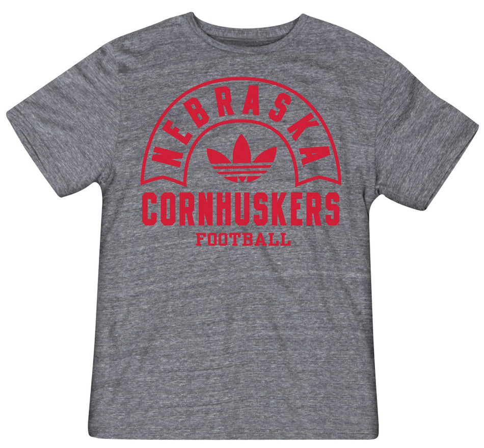 ADIDAS GREY TRI-BLEND FLOCKED TEE
