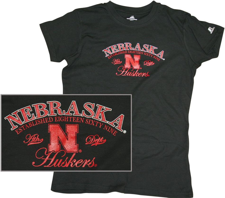 LADIES BLACK ATHLETIC DEPT. TEE