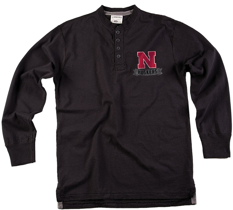 BLACK L/S VINTAGE HENLEY
