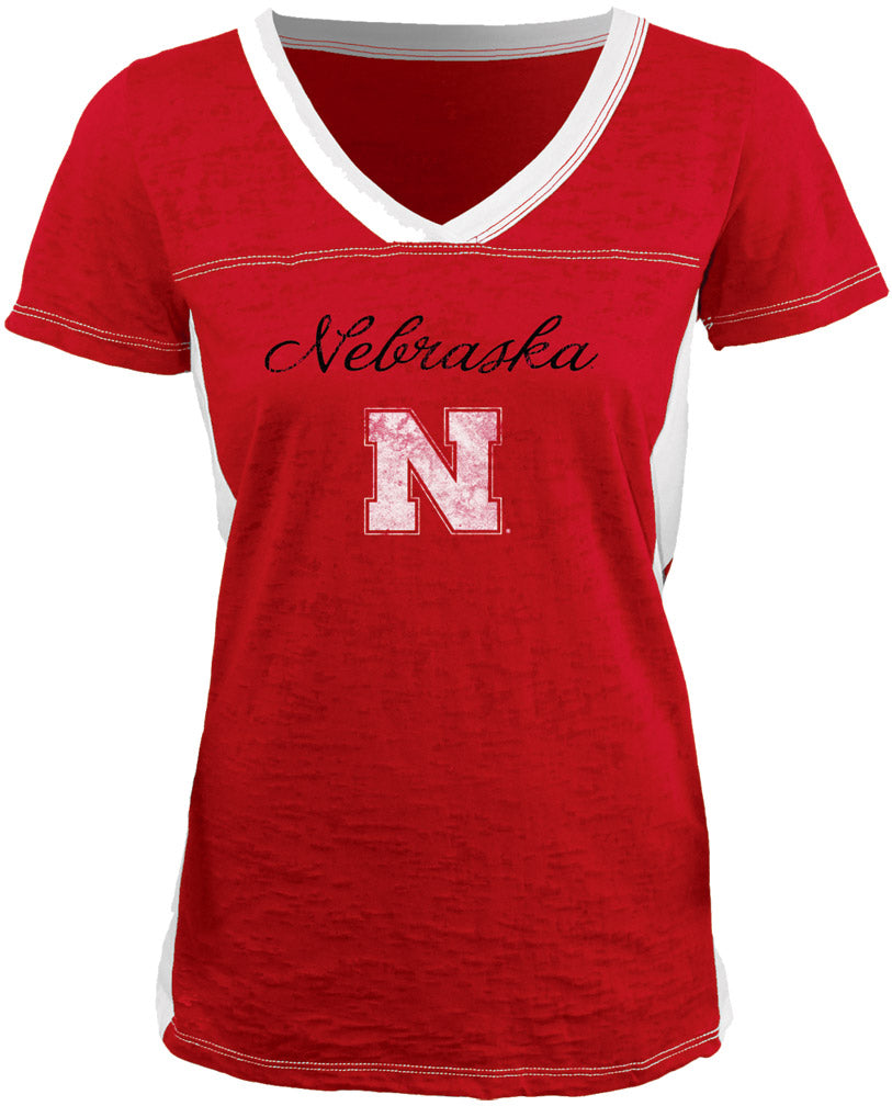 JUNIORS SIDE STRIPE V-NECK TEE