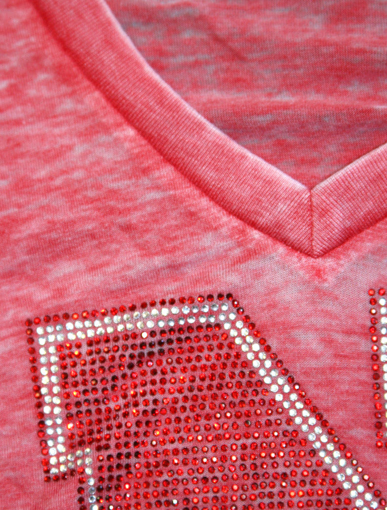 W. LOW V-NECK CRYSTAL TEE