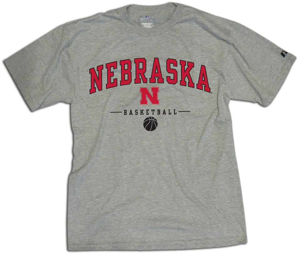 Grey Nebraska Basketball Tee