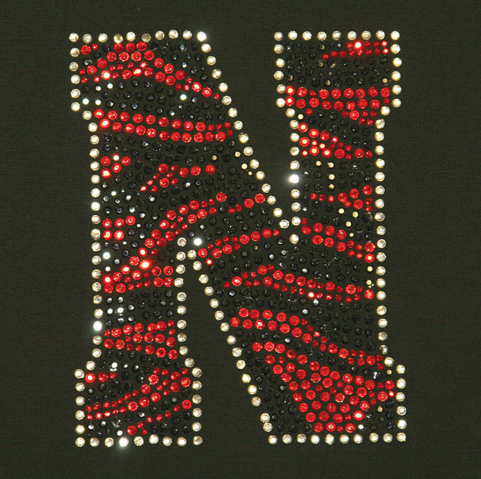 Husker Zebra Bling V Neck Tee