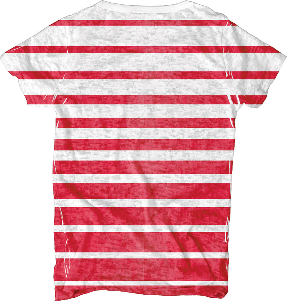 W. STRIPED SUBLIMATION BURNOUT WHT TEE