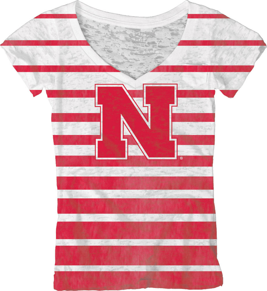 JR. STRIPED SUBLIMATION V-NECK WHT TEE