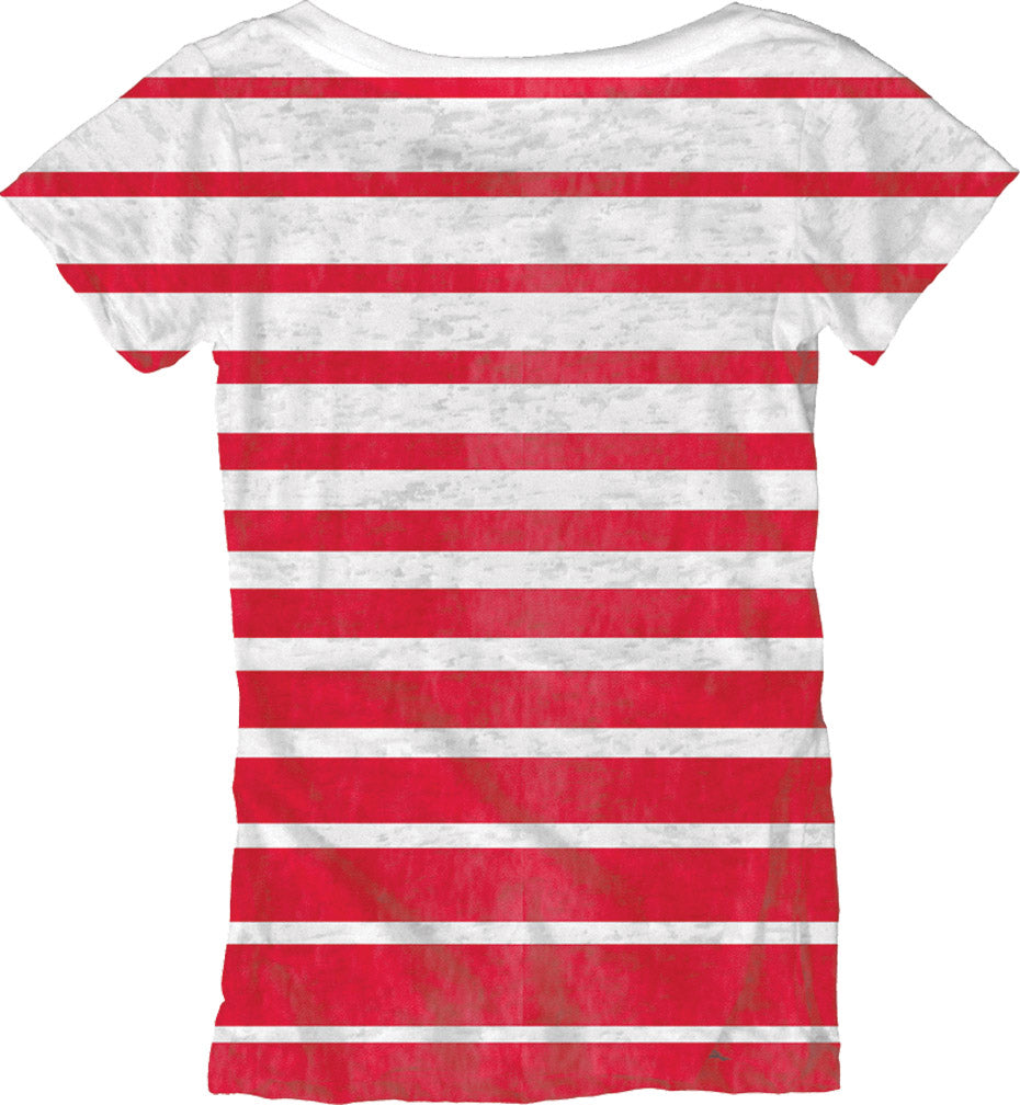 JR. STRIPED SUBLIMATION V-NECK WHT TEE