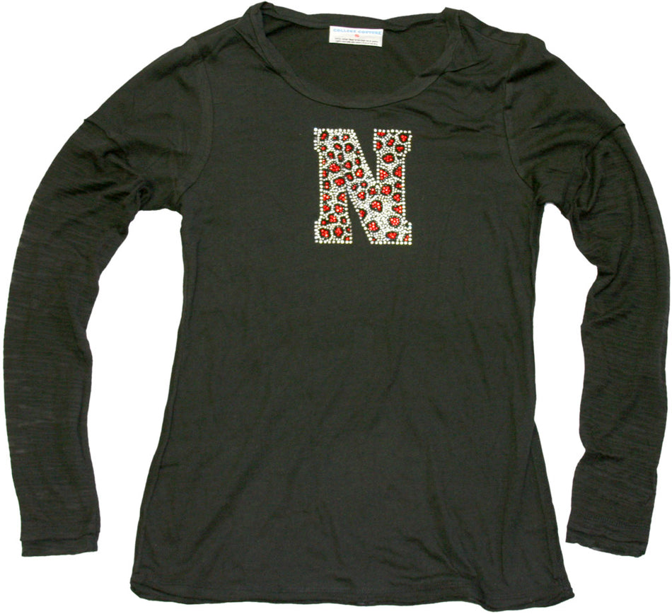 JR LONG SLVE BLK TEE BURNOUT